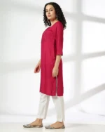 Women Straight Kurta with Embellished Yoke - Image 4